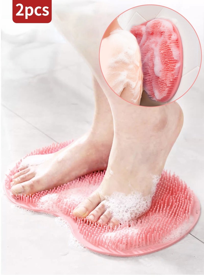 BEIRUI حصيرة استحمام لفرك القدمين 2 قطعة، أداة سحرية لفرك القدمين والظهر، فرشاة استحمام، حصيرة تدليك ثابتة للقدم، حصيرة معلقة على الحائط لتخفيف التعب والألم - Image 1