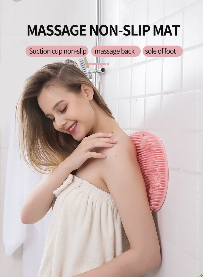 BEIRUI حصيرة استحمام لفرك القدمين 2 قطعة، أداة سحرية لفرك القدمين والظهر، فرشاة استحمام، حصيرة تدليك ثابتة للقدم، حصيرة معلقة على الحائط لتخفيف التعب والألم - Image 2
