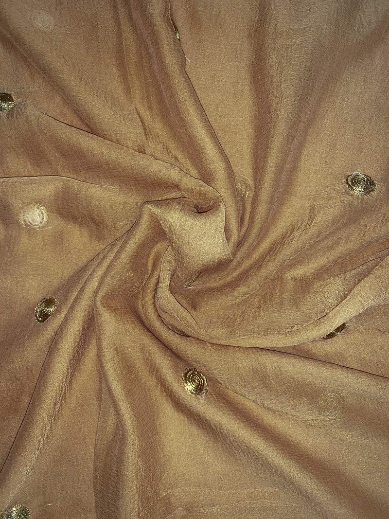 themilestocks Woman's Embroidered Chiffon Dupatta Scarf Shawl Wrap Soft Indian Bridal Wedding (Camel) - Image 5