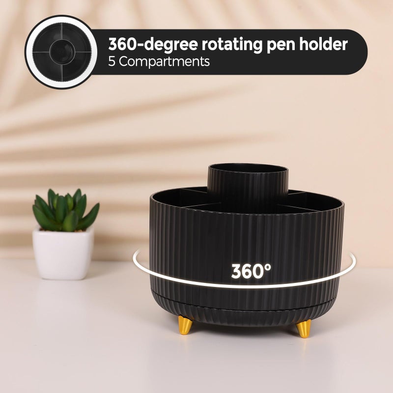 SKYDUE Black Office Supplies, Black Office Desk Accessories 10PCS, Pencil Holder for Desk, Stapler, Tape Dispenser, Scissors, Ruler, Clips and 1000pcs Staples, Desk Supplies Set - Image 3