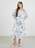 Styli white with blue floral print