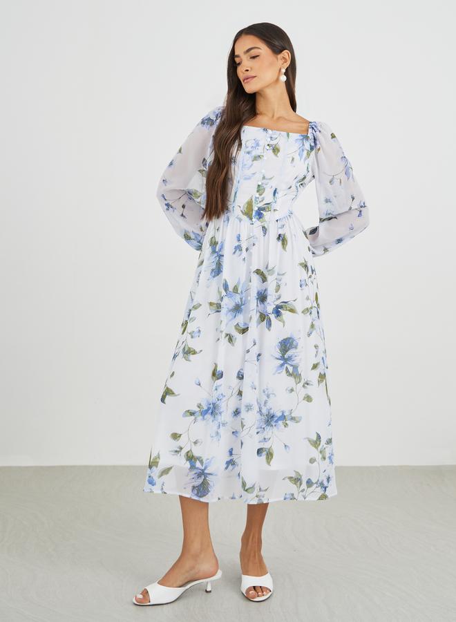 Styli Floral Chiffon Dress - Image 1