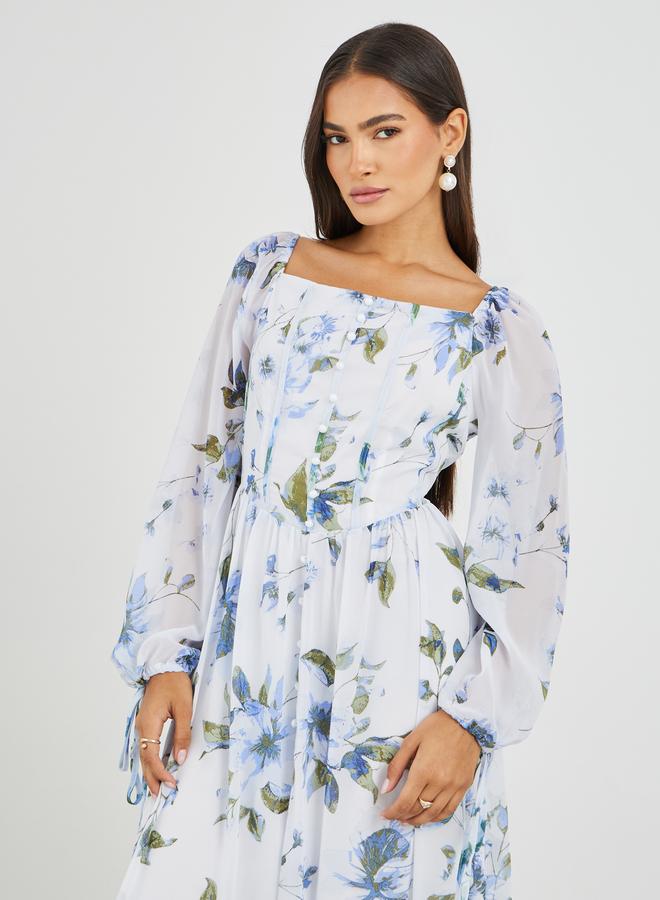 Styli Floral Chiffon Dress - Image 3