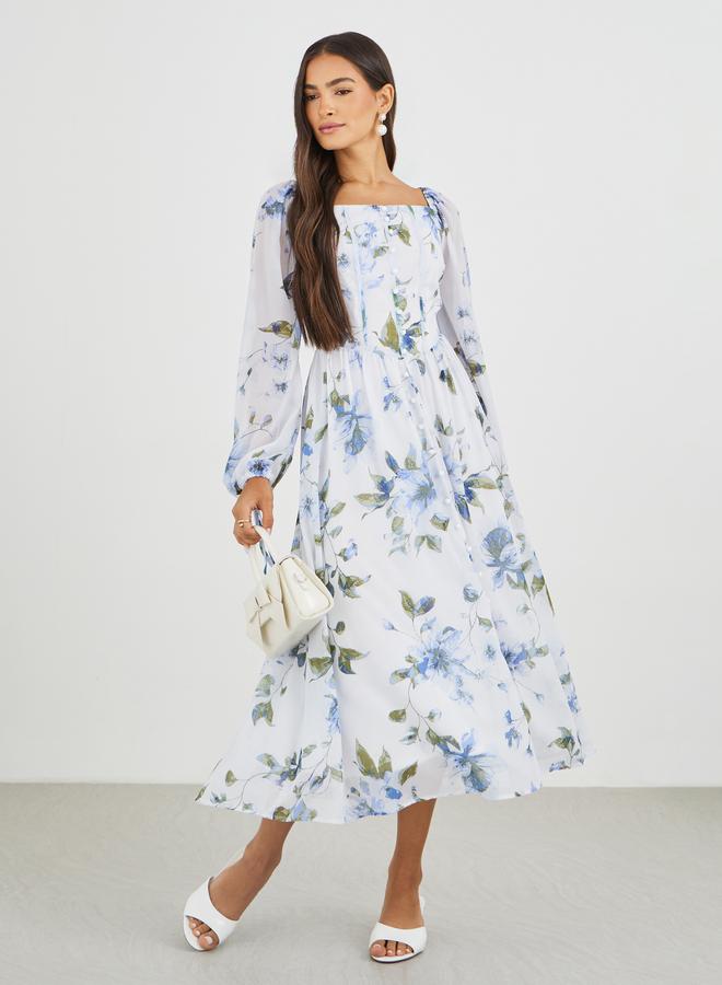 Styli Floral Chiffon Dress - Image 2