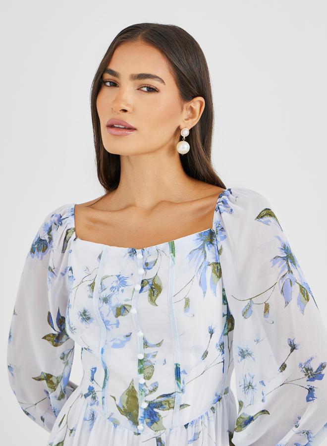 Styli Floral Chiffon Dress - Image 4