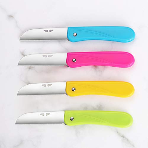 Kocpudu fruit knife small,New Foldable Fruit Knife Set,paring knife set of Exquisite and Beautiful,Small and Easy to Carry,suitable for Most Types of Vegetables and Fruits,4 Pieces(red, Blue,green,yellow) - Image 3