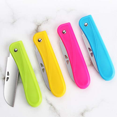 Kocpudu fruit knife small,New Foldable Fruit Knife Set,paring knife set of Exquisite and Beautiful,Small and Easy to Carry,suitable for Most Types of Vegetables and Fruits,4 Pieces(red, Blue,green,yellow) - Image 2