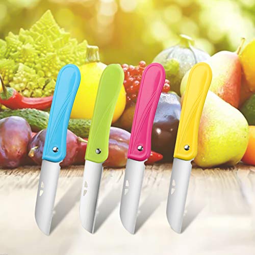 Kocpudu fruit knife small,New Foldable Fruit Knife Set,paring knife set of Exquisite and Beautiful,Small and Easy to Carry,suitable for Most Types of Vegetables and Fruits,4 Pieces(red, Blue,green,yellow) - Image 4