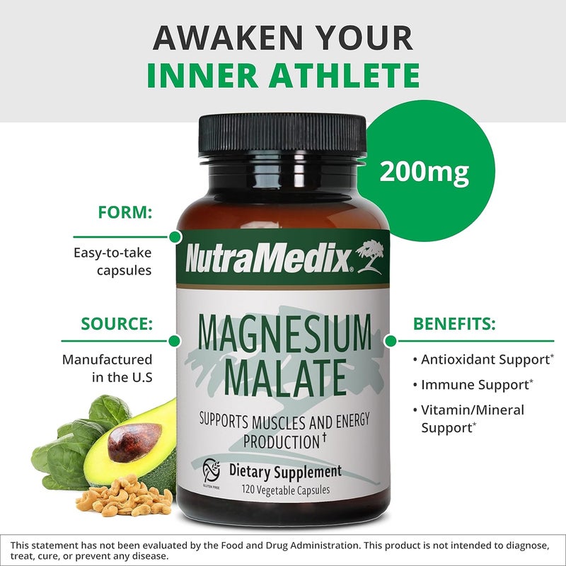 NutraMedix Magnesium Malate Energy Supplements  Bioavailable Magnesium Supplement for Sleep Immune Support  Joint Health  Vegan NonGMO  GlutenFree 120 Vegetarian Capsules - Image 4