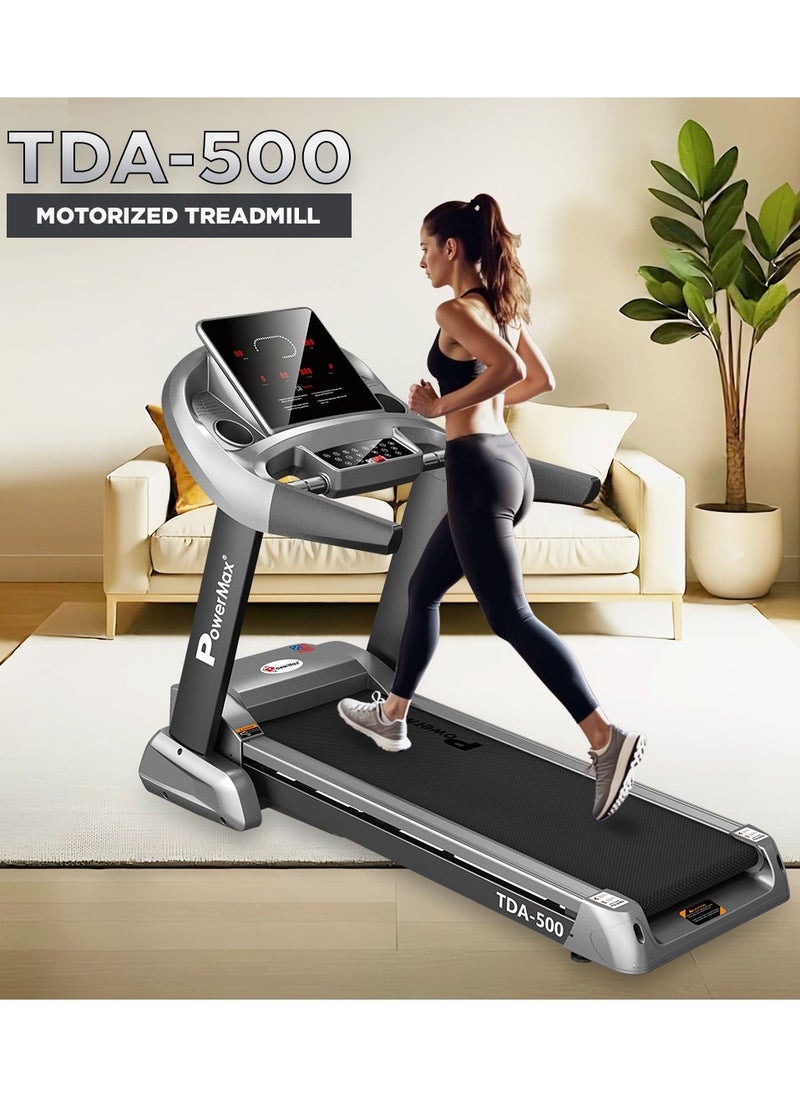 PowerMax Fitness Fitness Tda-500 (6Hp Peak) Motorized Treadmill For Home With Auto-Incline, Semi-Auto Lubrication, 12 Pre-Set Programs, Max.Speed 20 Km/Ph, Max User Weight 150 Kg,  - Image 2