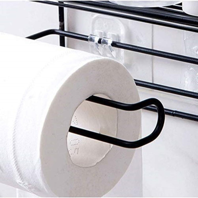 Smart Home Mart SmartHomeMart Wall Mounted Toilet Paper Holder with Phone Shelf (Pack of 1) (Metal - Cast Iron with Black Coated) - Image 3