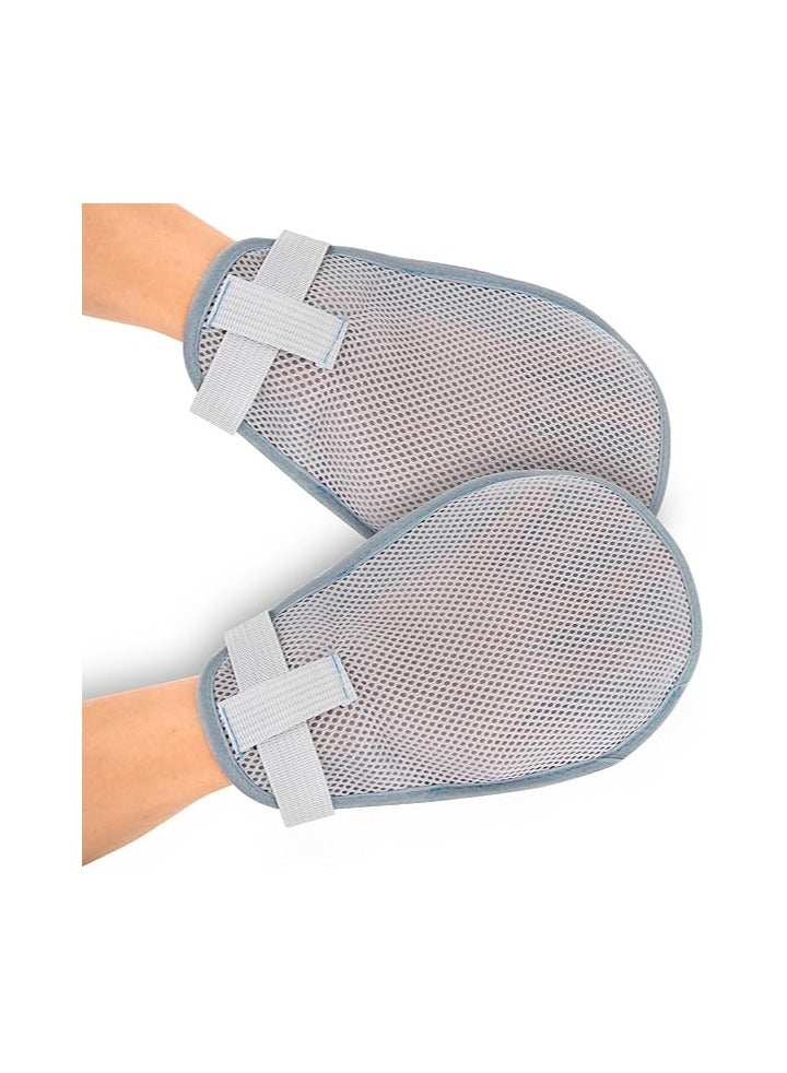 Generic Medical Restraint Gloves - 2Pcs, Hand Protective Gloves for Dementia Patients or Elderly, Autistic Child, Bed Restraints Mitts, Limb Holder, Movement Limited Ties for Hands (Gray) - Image 1