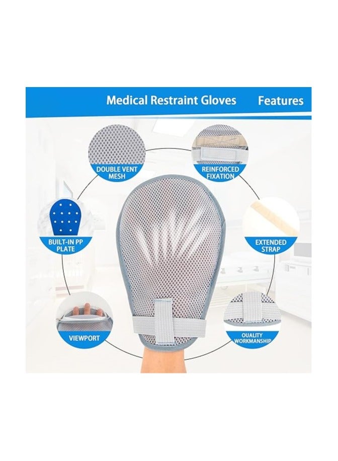 Generic Medical Restraint Gloves - 2Pcs, Hand Protective Gloves for Dementia Patients or Elderly, Autistic Child, Bed Restraints Mitts, Limb Holder, Movement Limited Ties for Hands (Gray) - Image 3