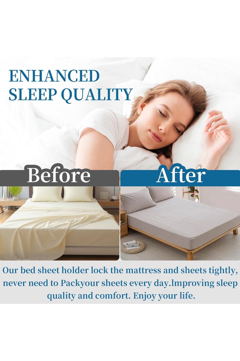 TAPIT Lock Sheet Holders Bed Sheet Holder for Corners Keep Sheets Firm & Tight Heavy Duty Bed Sheet Holder Corner Fitted Sheet Straps Fit All Mattress Size (Grey-4PCS)  - Image 2