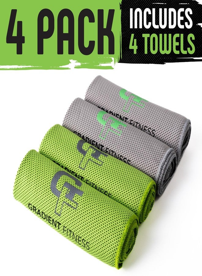Gradient Fitness Cooling Towels (4 Pack) - Breathable Sweat Towel, Cooling Towel for Neck & Face - Neck Cooler for Quick Cool Down for Gym, Running, Golf, Yoga, Camping & Sports (Green|Grey, 4) - Image 2