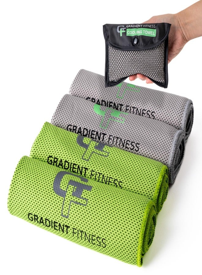 Gradient Fitness Cooling Towels (4 Pack) - Breathable Sweat Towel, Cooling Towel for Neck & Face - Neck Cooler for Quick Cool Down for Gym, Running, Golf, Yoga, Camping & Sports (Green|Grey, 4) - Image 1