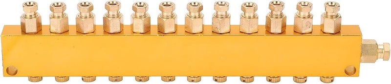 Adjustable Brass Oil Distributor, Lube Piston Separator Divider Valve for CNC Machining Center, Internal Card Type Lubrication System with Precise Flow Control for Machine Tools (One in, 12 out) - Image 1
