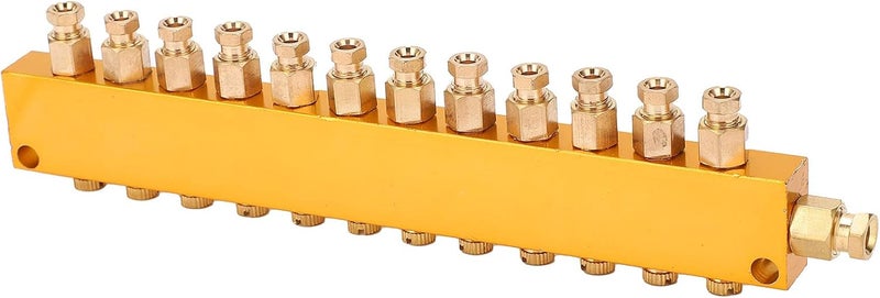 Adjustable Brass Oil Distributor, Lube Piston Separator Divider Valve for CNC Machining Center, Internal Card Type Lubrication System with Precise Flow Control for Machine Tools (One in, 12 out) - Image 3