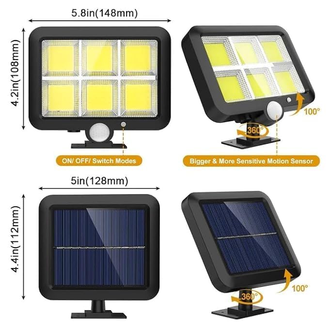 LeafLoom Solar Wall Lights COB Motion Sensor Outdoor Security Lights 3 Lighting Modes Dimmable Solar Powered Waterproof Lamp with 165ft Cable for Outside Garden Garage Shed Walkway Use - Image 2