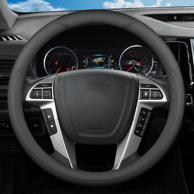 غطاء عجلة القيادة SZYUCHEN لفورد F150 F150 F250 F350 سوبر ديوتي إكسبيديشن XL XLT لاريت كينغ رانش بلاتينيوم ليمتد لايتنينغ تريمور ملحقات سيارات وشاحنات 2025 جلد أسود 15516 بوصة