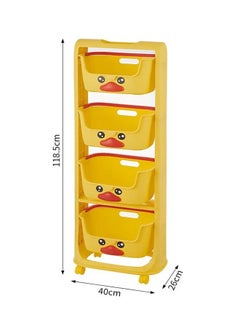 XiuWoo Toys Organizer Children's toy storage rack, living room small yellow duck baby snack cart, multi-layer movable bedroom bedside storage rack, 118.5cm, yellow  - Image 2