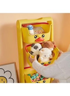 XiuWoo Toys Organizer Children's toy storage rack, living room small yellow duck baby snack cart, multi-layer movable bedroom bedside storage rack, 118.5cm, yellow  - Image 3
