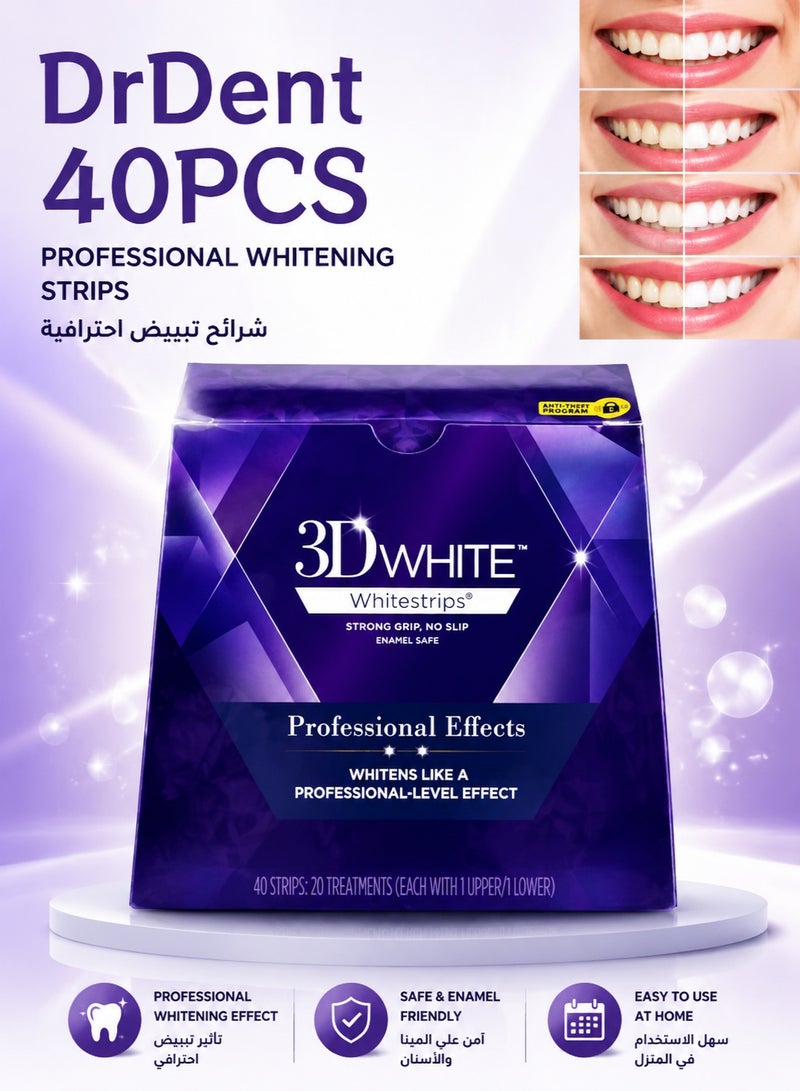 DrDent 40-Piece 3D White Whitestrips Teeth Whitening Strips Set - Image 1