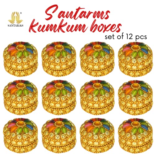 santarms Kumkum Box Set, Refillable Sindoor For Married Women, Ideal Wedding Gift, Puja Round Sindur Shringar Dani Dabbi, Beautifully Designed Moti Dibbi, Fancy And Elegant tilak Stick - Image 2