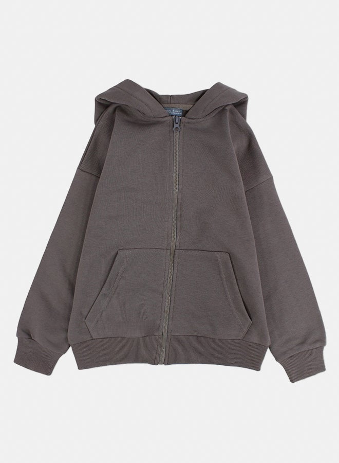 Pompelo Kids Unisex Cotton Hoodie –  Coffee - Image 1