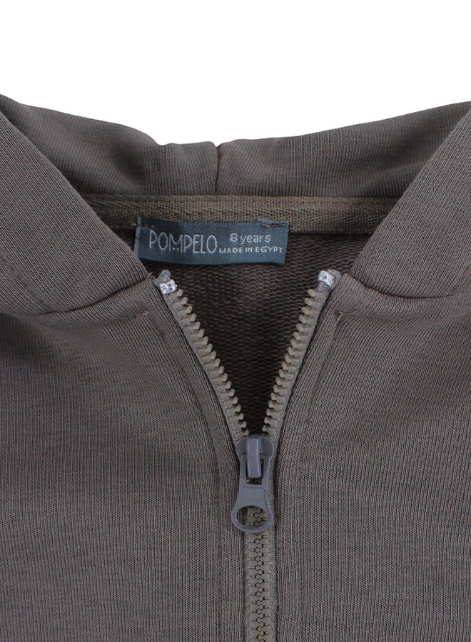 Pompelo Kids Unisex Cotton Hoodie –  Coffee - Image 3