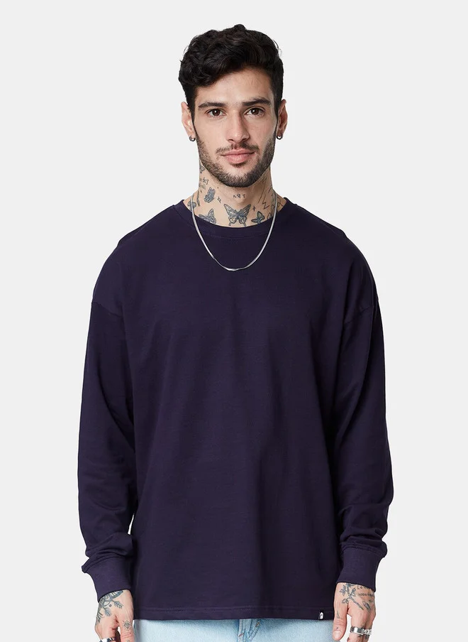 The Souled Store  The Souled Store Men Oversized Fit Solid Berry T-Shirt  | Best Price UAE