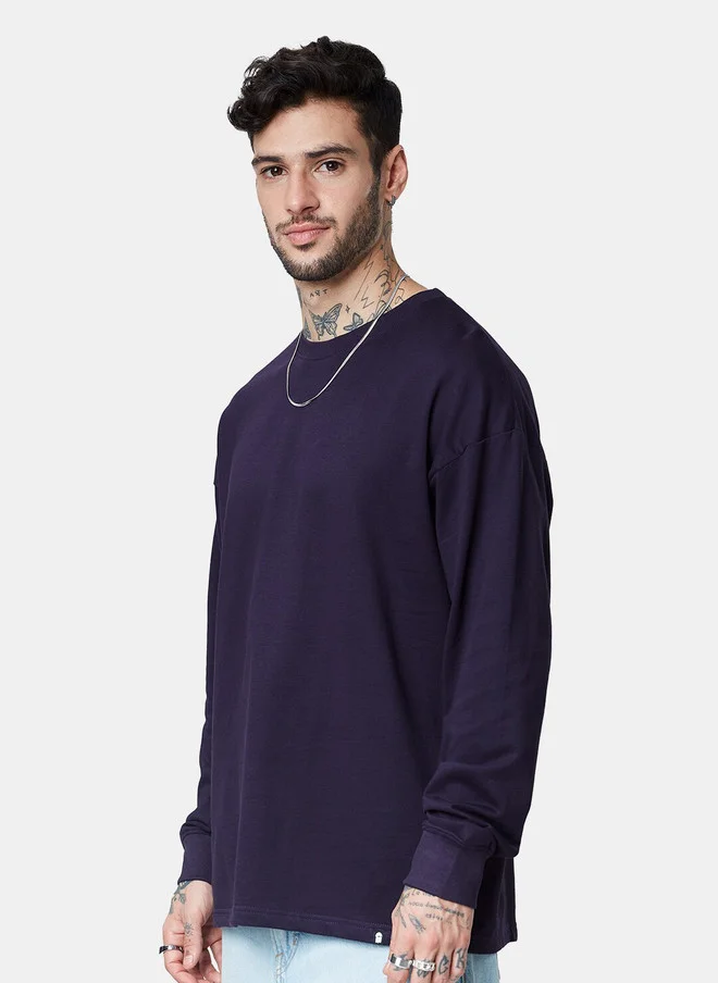 The Souled Store  The Souled Store Men Oversized Fit Solid Berry T-Shirt  | Best Price UAE