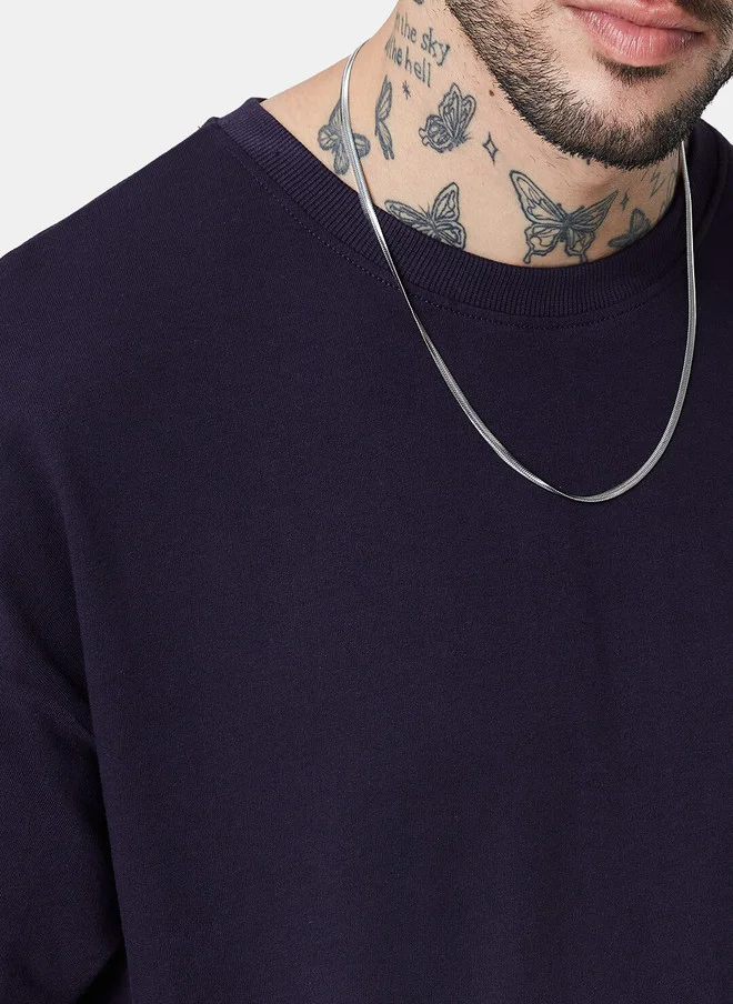ذا سوليد ستور The Souled Store Men Oversized Fit Solid Berry T-Shirt