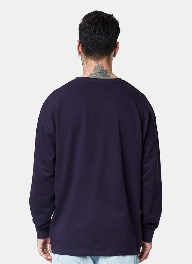 The Souled Store  The Souled Store Men Oversized Fit Solid Berry T-Shirt  | Best Price UAE