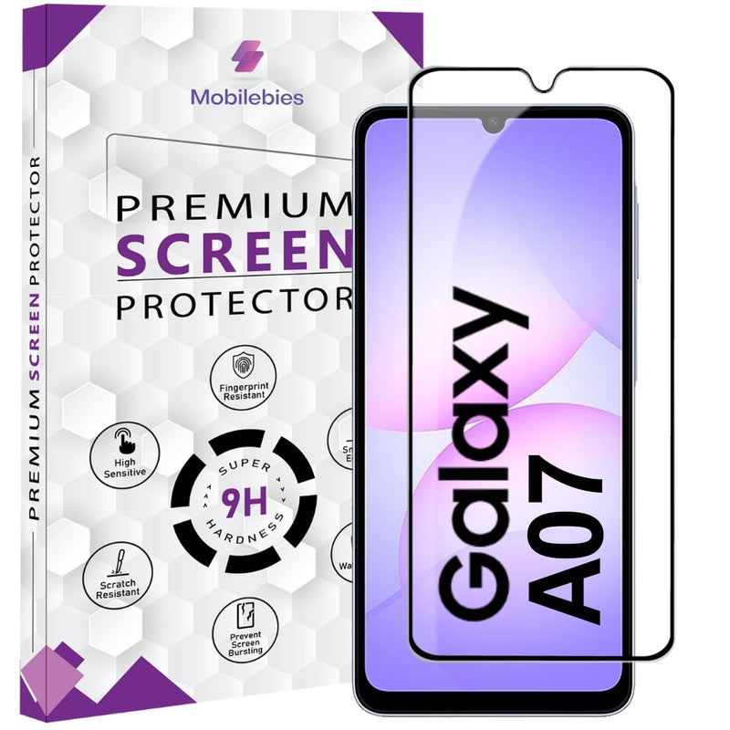 Mobilebies Premium Tempered Glass Screen Protector Guard For Samsung A07 4G (6.7 Inch, Pack of 1) | HD Clear Edge to Edge Coverage With Easy to installation kit - Image 1