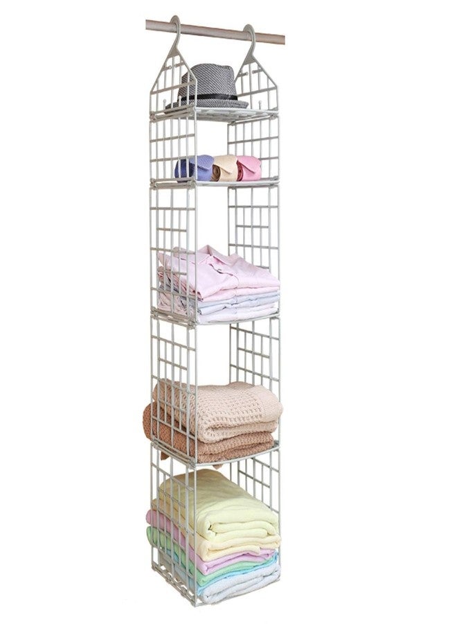 TRENDERA | 5 Layer Folding Clothes Storage Racks | Dormitory Closet | for Students Wardrobe Shelves Hanging Organizer Storage Holders & Racks | White | - Image 1