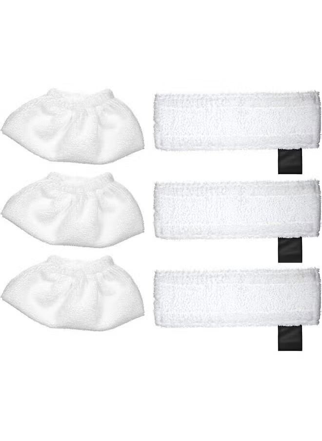 Generic 6-pack wiping cloth set for replacing Karchers SC2/SC3/SC4/SC5 ultra-fine fiber wiping cloth accessories (for Karchers 3 cloth nozzle cover and for Karchers 3 ultra-fine fiber wiping cloth), steam mop cloth cover - white  - Image 1