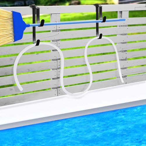 PURPLE STAR 1N خطاف مزدوج لحاجز المسبح 1N 2 قطعة من PURPLE STAR لمعدات المسبح، خطاف قابل للتعديل لمجموعة أعمدة المسبح، خطافات مقاومة للصدأ لملحقات المسبح السوداء لحاجز المسبح وحائط المصفاة - Image 5