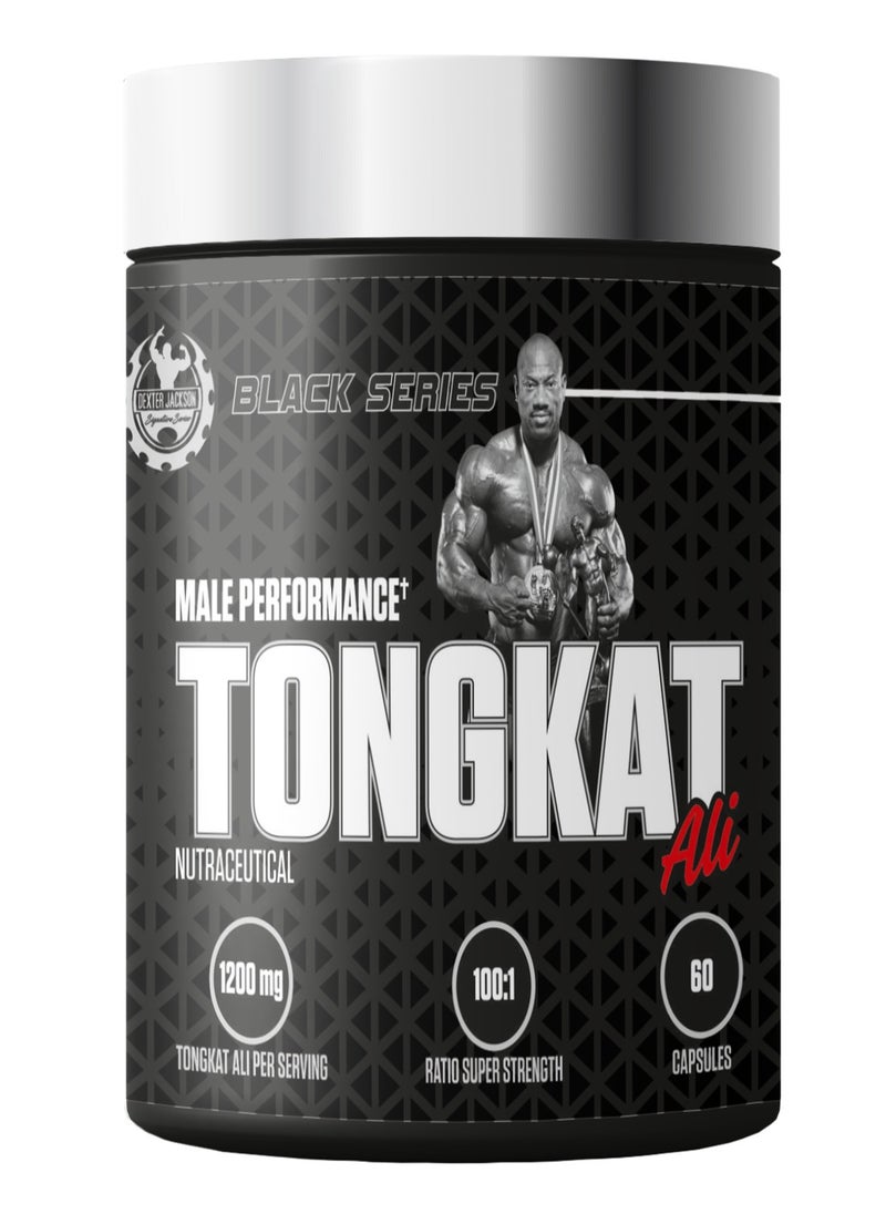DEXTER JACKSON Black Series Male Performance Tongkat Ali 1200mg - Advanced Supplement for Strength, Stamina, and Vitality (60 Capsules)  - Image 1