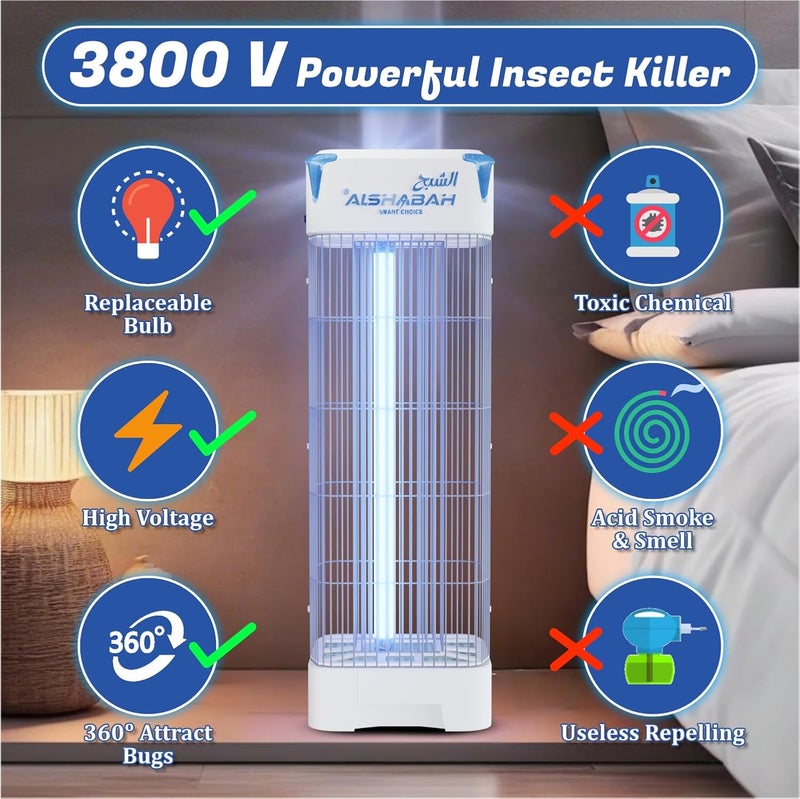 Alshabah Original Mosquito Killer, 3800V Smart Killer Mosquito Lamp with 15W UV Light, High Powered Insect Killer for Indoor, Kitchen, Patio, Backyard - Image 4