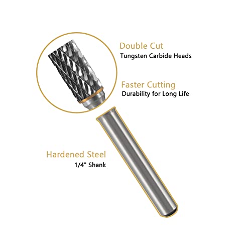 HIDOTOL Carbide Burr Set 1/4" Shank 10PC Tungsten Double Cut Carbide Rotary Burr Set for Metal and Wood Carving, Grinding, Polishing, Engraving, Drilling in Sturdy Round Case. - Image 3
