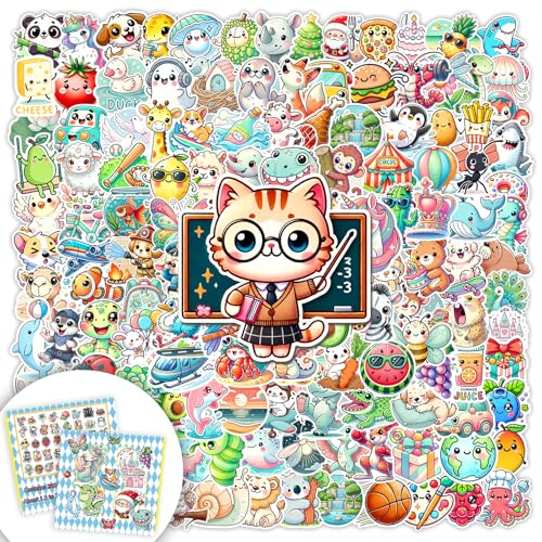 BATALO 200PCS Cute Water Bottle Stickers Funny Animal Fruit Stickers for Kids Adults Teens Waterproof Vinyl Sticker Set for Laptops Cell Phones Notebooks Luggage - Image 1