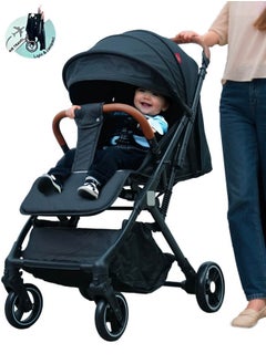 Riolio Lightweight Stroller,Foldable Baby Stroller, 0-3 Year Old Baby Travel Stroller With Storage Basket, Four-Wheel Suspension, One Click Folding, Can Sit Or Lie Down, 5-Point Seat Belt, Grey  - Image 1