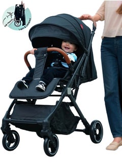 Riolio Lightweight Stroller,Foldable Baby Stroller, 0-3 Year Old Baby Travel Stroller With Storage Basket, Four-Wheel Suspension, One Click Folding, Can Sit Or Lie Down, 5-Point Seat Belt, Grey  - Image 1