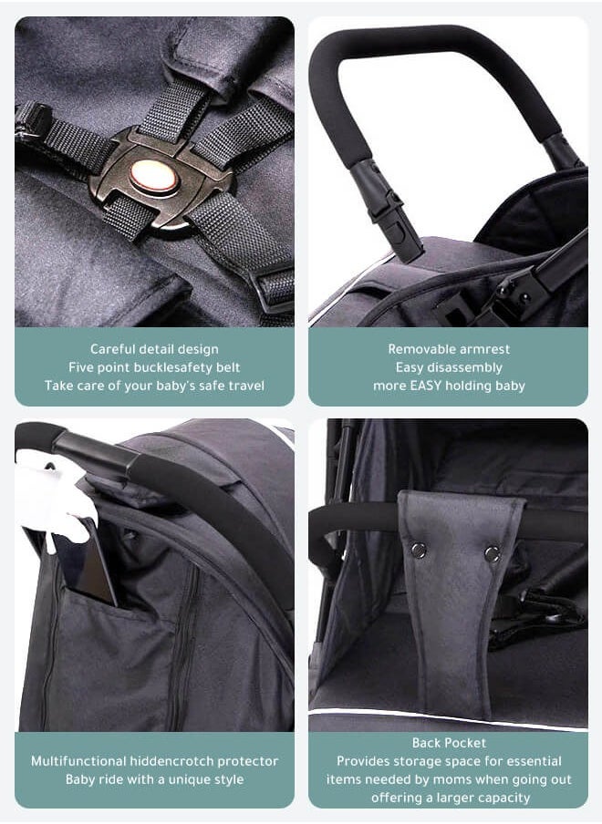 Lightweight Stroller,Foldable Baby Stroller, 0-3 Year Old Baby Travel Stroller With Storage Basket, Four-Wheel Suspension, One Click Folding, Can Sit Or Lie Down, 5-Point Seat Belt, Grey - pzsku/Z52E8D08BA47ACFC44AD4Z/45/_/1732775220/742aae65-3b2c-40bd-9cc1-381bb7007dbd