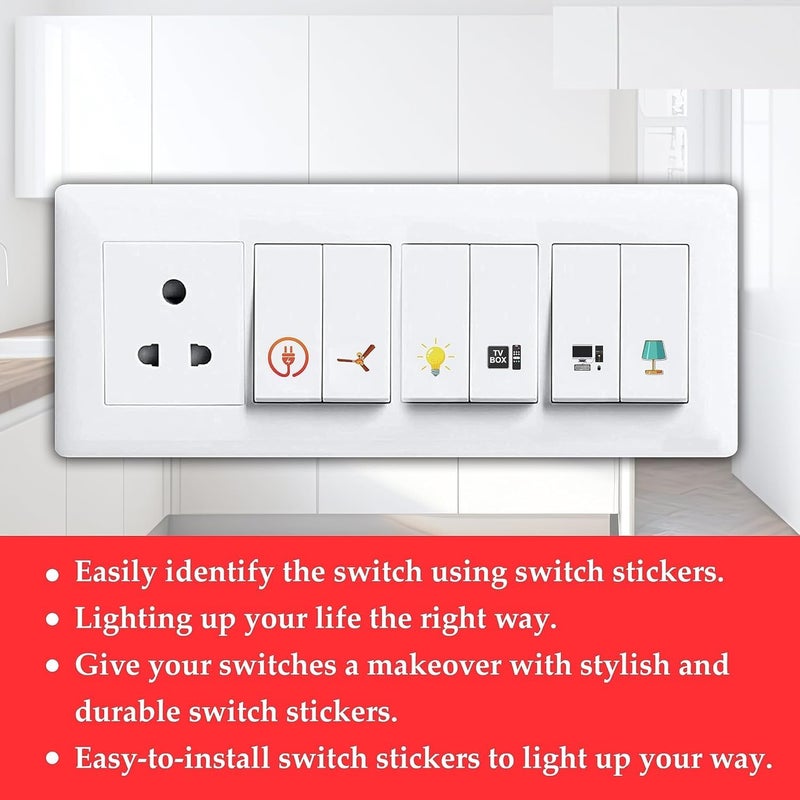 Fliptic Switch Board Stickers Multicolor | Switch Id Sticker Vinyl for Electric Board Appliances Including 27 Designs in Total 495 Stickers for Switches, Self Adhesive (Design 4) - Image 2