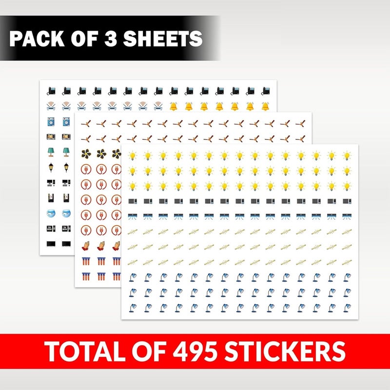 Fliptic Switch Board Stickers Multicolor | Switch Id Sticker Vinyl for Electric Board Appliances Including 27 Designs in Total 495 Stickers for Switches, Self Adhesive (Design 4) - Image 5