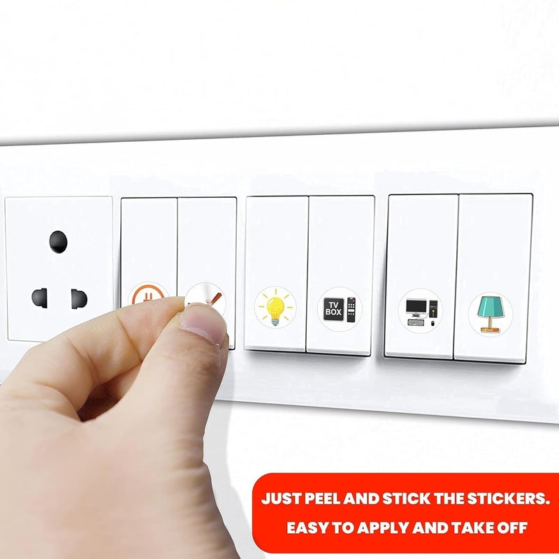 Fliptic Switch Board Stickers Multicolor | Switch Id Sticker Vinyl for Electric Board Appliances Including 27 Designs in Total 495 Stickers for Switches, Self Adhesive (Design 4) - Image 4