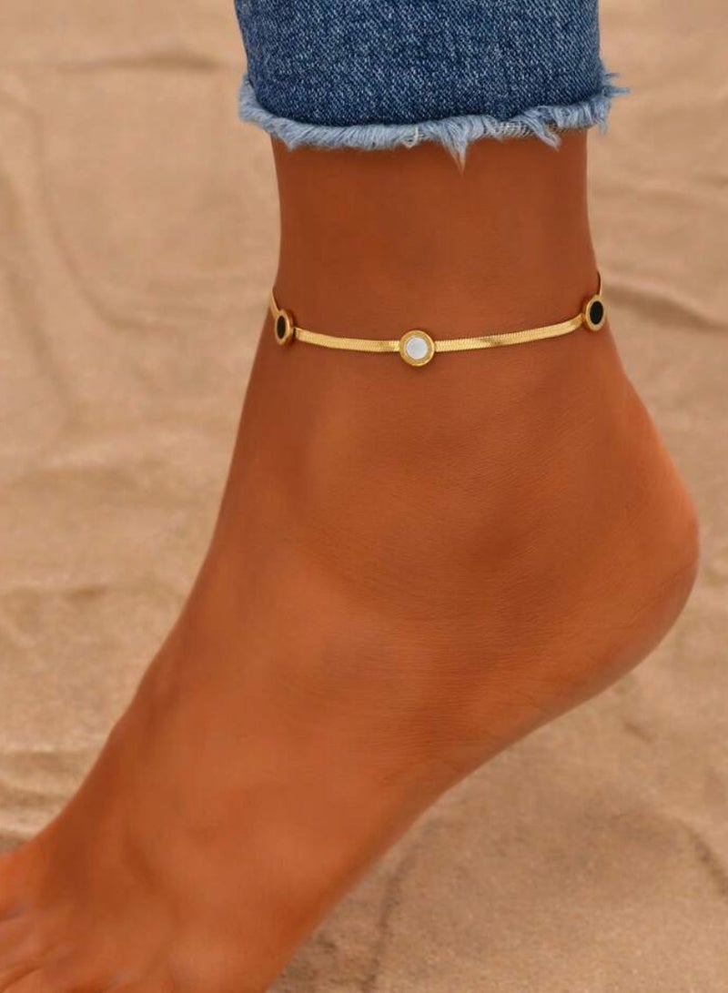 إيكوال خلخال نسائي انيق مصنوع من الاستانلس ستيل مطلي باللون الذهبي - Image 3