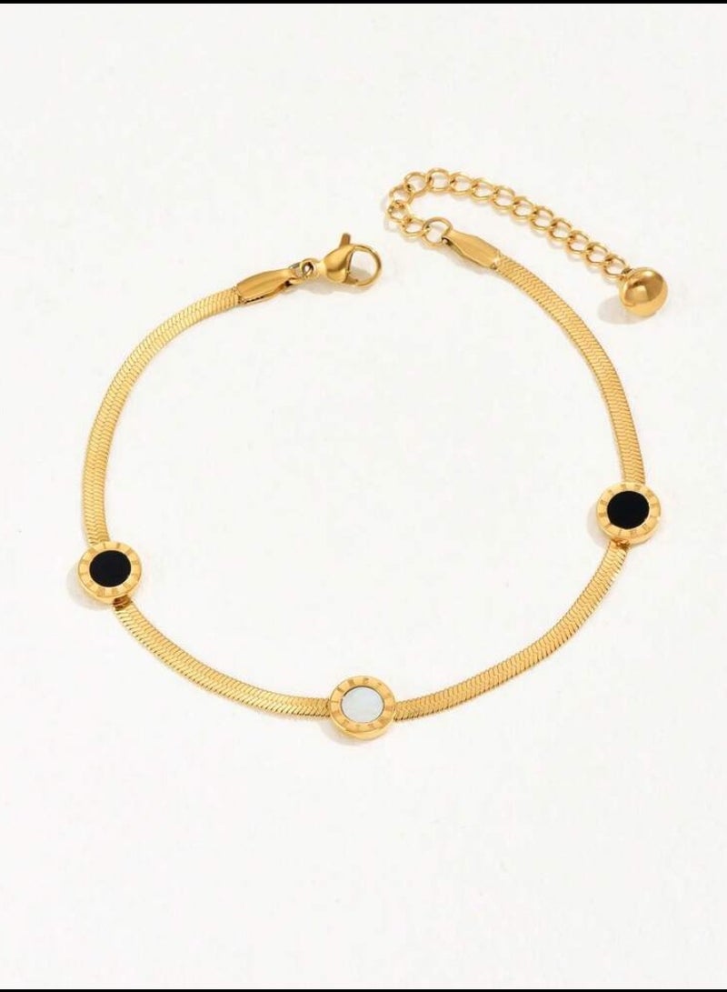 إيكوال خلخال نسائي انيق مصنوع من الاستانلس ستيل مطلي باللون الذهبي - Image 4